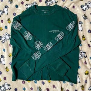 Green American Eagle Long-Sleeve Shirt M